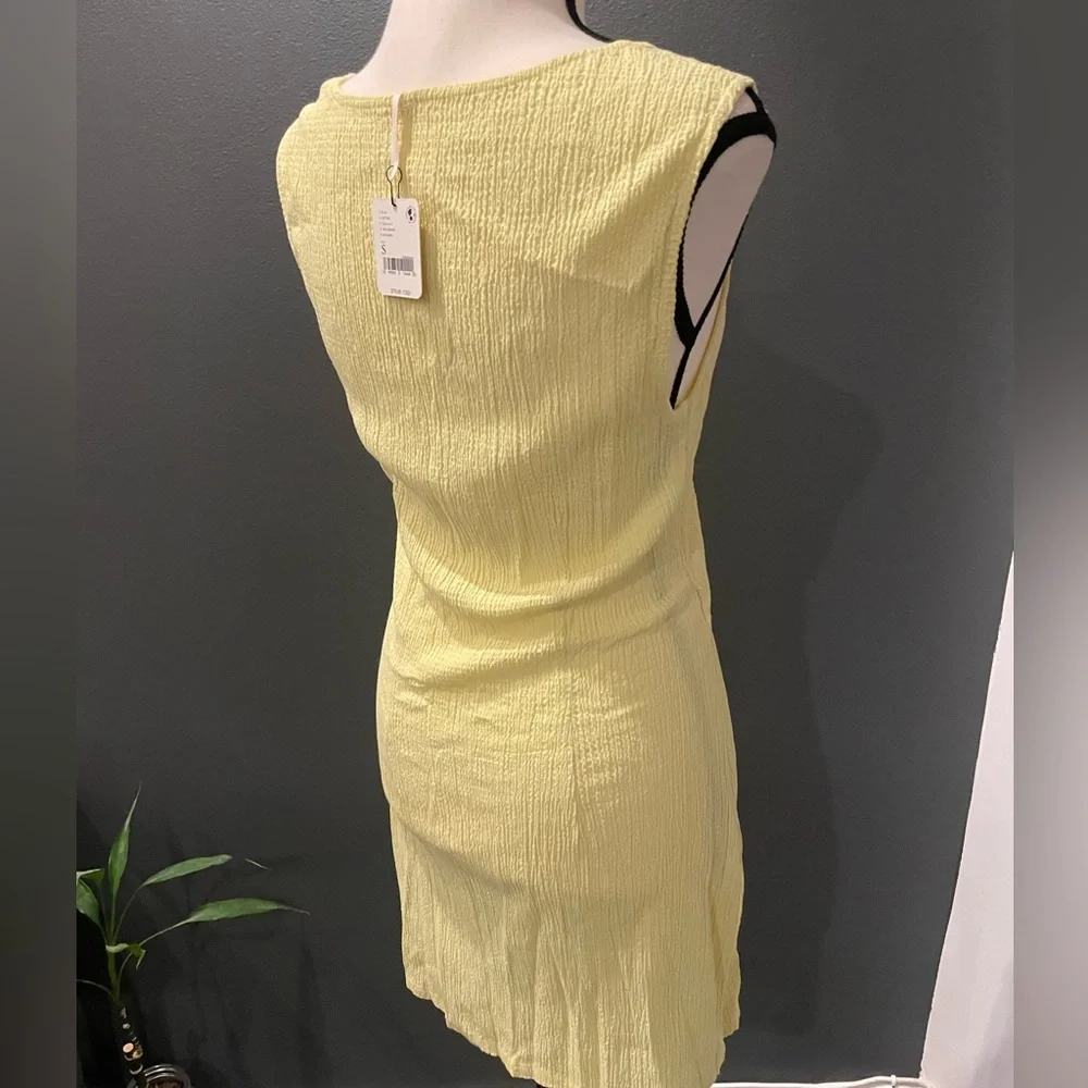 Free People Laila Cutout Mini Dress Small Lemon Yellow NWT